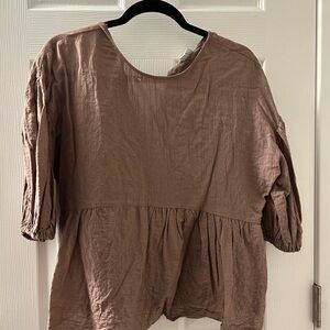 a new day brown  Peplum Blouse